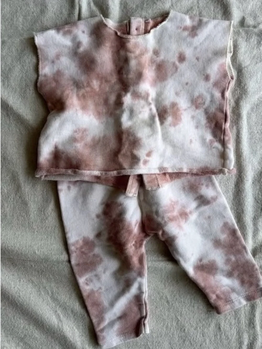 Zara Kids Tie-Dye Two-Piece Set in White and Brown